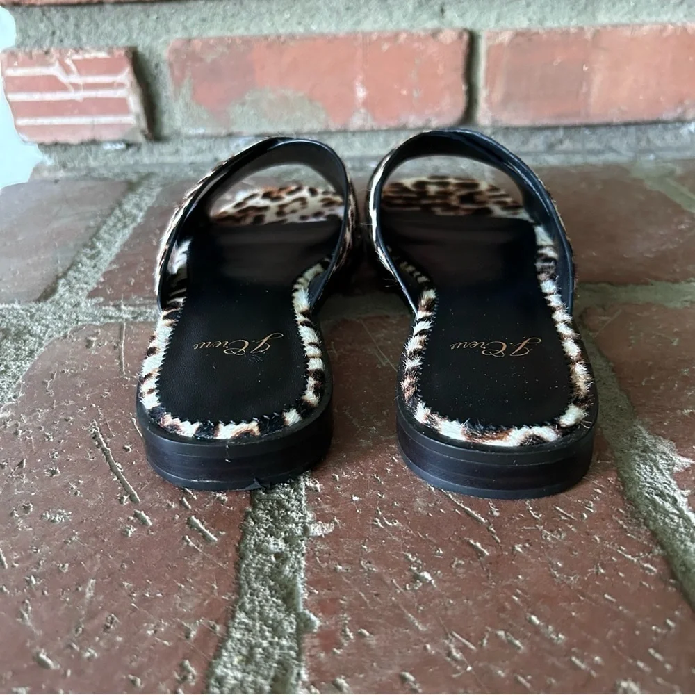 J. Crew Wide Cross Trap Ingrid Sandal Leopard Calf Hair Sz 7